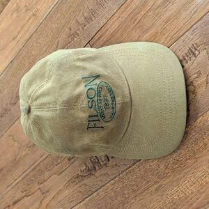 Filson Vintage Tin Cloth Waxed Tan Cap with Green Logo